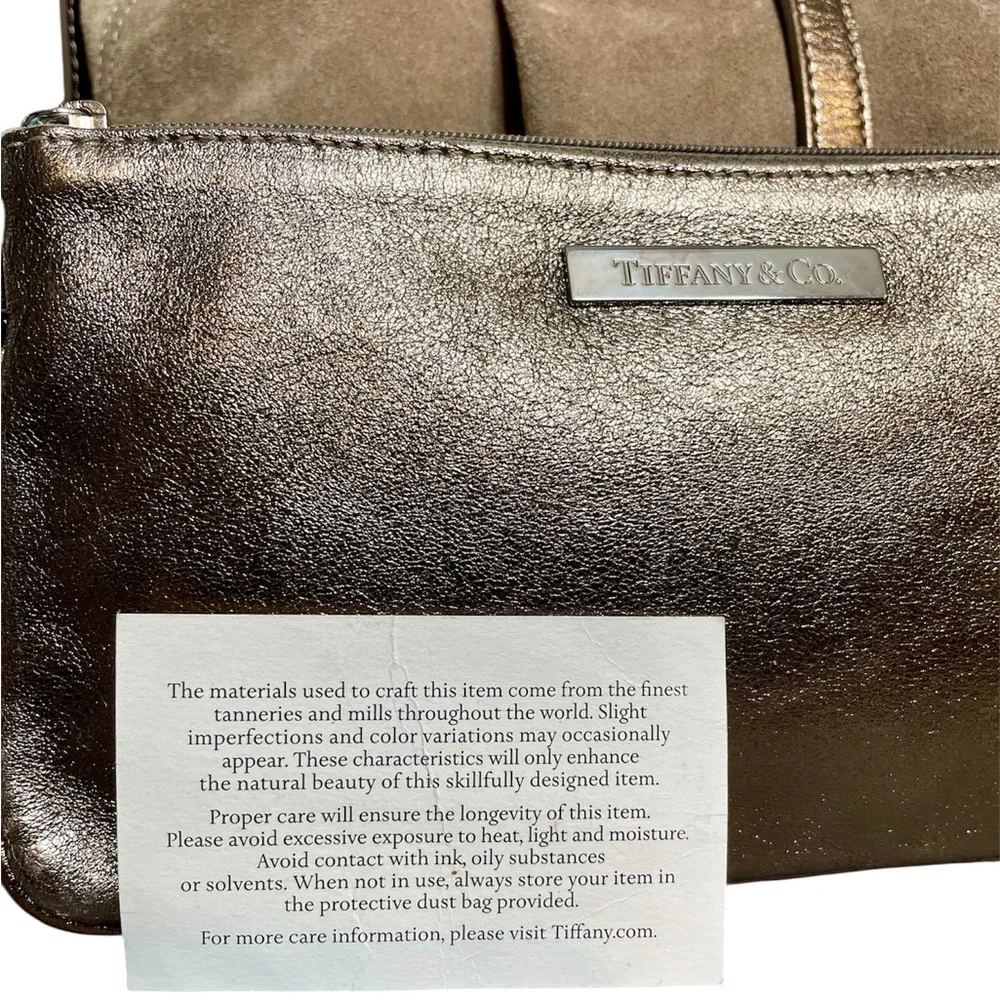 Tiffany & Co. Reversible Bronze Leather & Suede Tote Bag w/ Pochette
